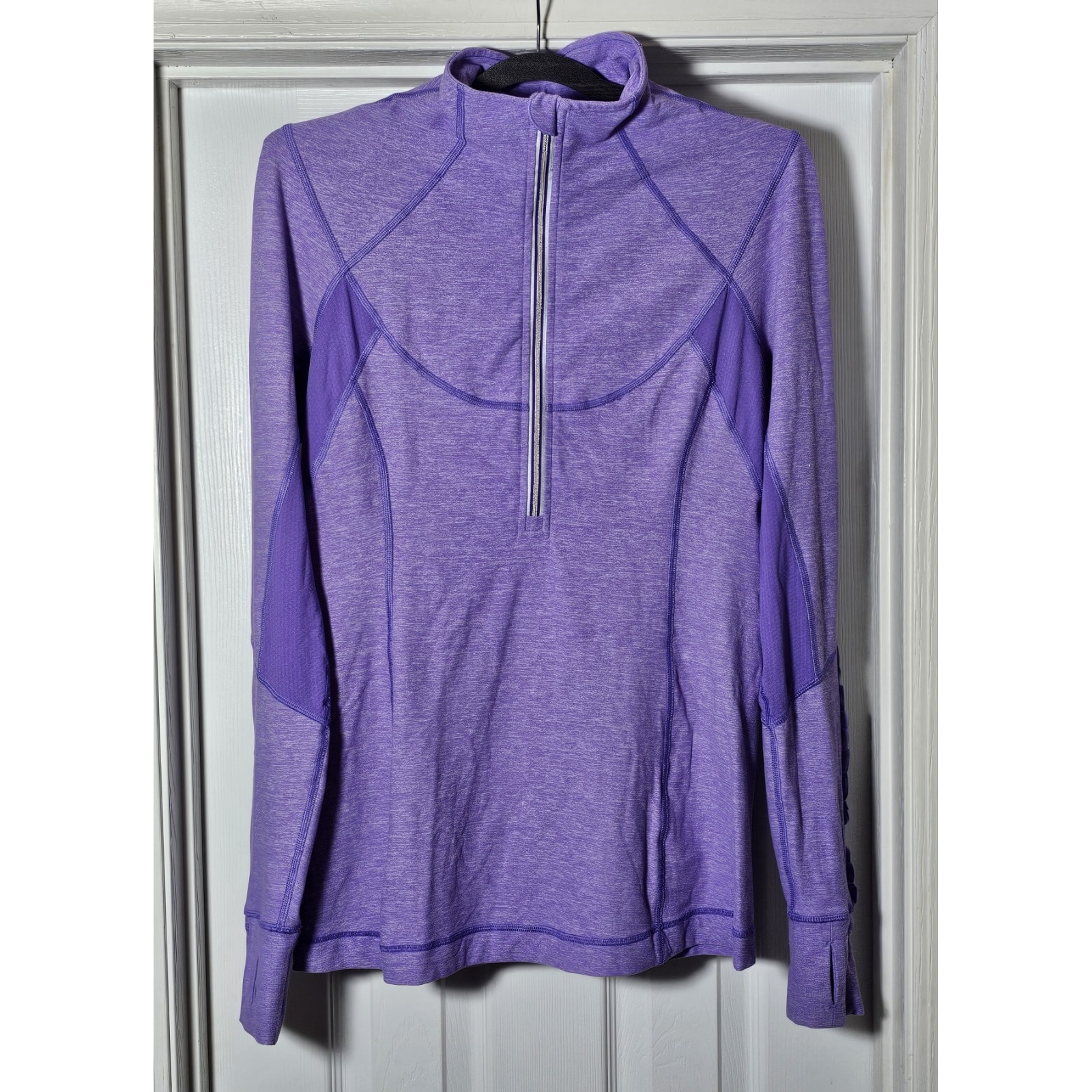 Lululemon Heathered Purple Quarter Zip Pullover Running Jacket Sz 10 Reflective